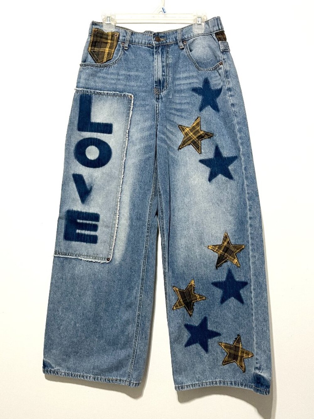 OH Jeans Womens Wide Leg Faded Love M Baggy Grunge Y2K Skater Streetwear